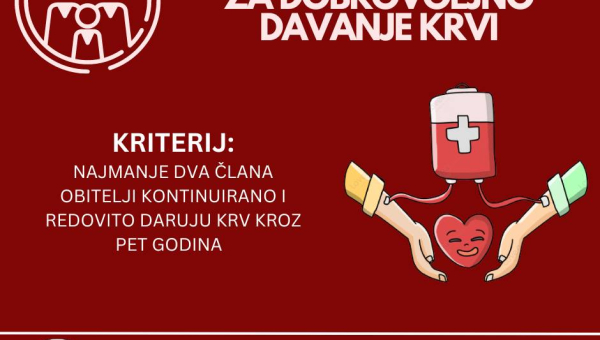 Prijavite se za obiteljske zahvalnice darivateljima krvi